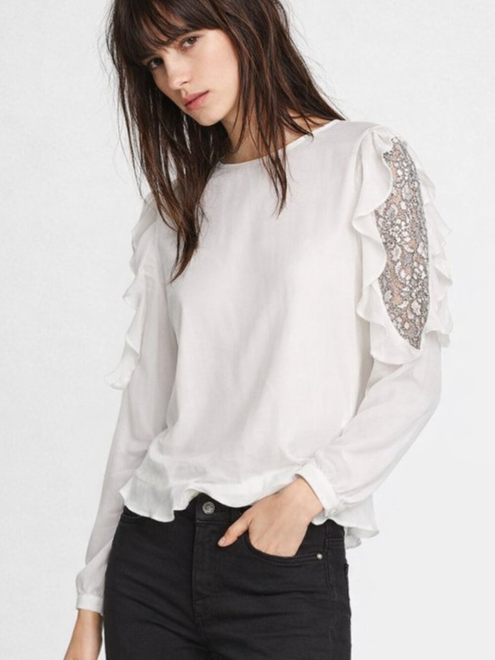 Zara Chiffon Lace  Blouse